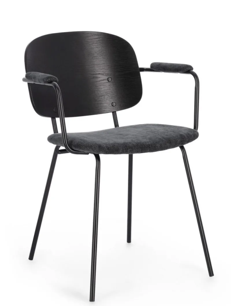 Hot Bizzotto SEDIA IN TESSUTO GRIGIO SCURO - SIENNA