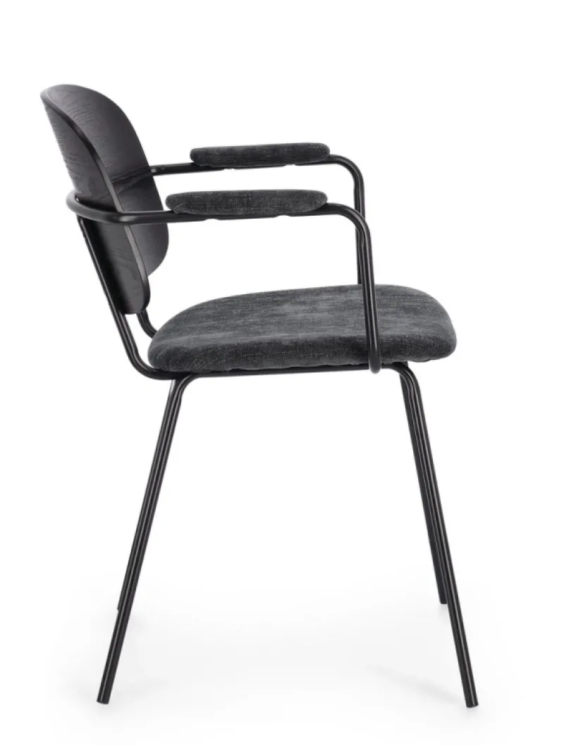 Hot Bizzotto SEDIA IN TESSUTO GRIGIO SCURO - SIENNA