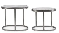 Hot Bizzotto SET 2 TAVOLINI OVALI FINITURA NICKLE - ZAYLA