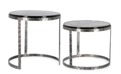 Outlet Bizzotto SET 2 TAVOLINI TONDI FINITURA NICKLE - ZAYLA