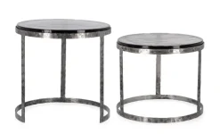 Outlet Bizzotto SET 2 TAVOLINI TONDI FINITURA NICKLE - ZAYLA