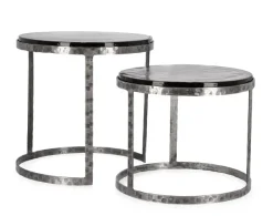 Outlet Bizzotto SET 2 TAVOLINI TONDI FINITURA NICKLE - ZAYLA