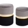 Online Bizzotto SET2 POUF CONTENITORE GRIGIO NERO - POLINA