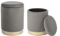 Outlet Bizzotto SET2 POUF CONTENITORE GRIGIO - POLINA