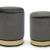 Outlet Bizzotto SET2 POUF CONTENITORE IN VELLUTO GRIGIO SCURO - MILENA