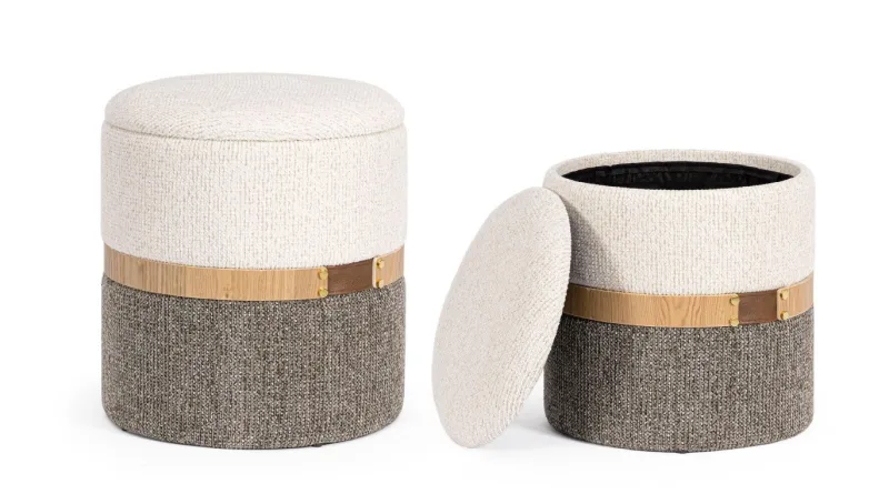 Best Bizzotto SET2 POUF CONTENITORE TANYA BIA-GRIGIO