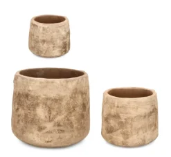 Outlet Bizzotto SET3 P.VASO MINH BASSO TERRACOTTA BRUNIT