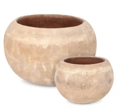 Clearance Bizzotto SET2 P.VASO MINH BOMB TERRACOTTA MARRONE