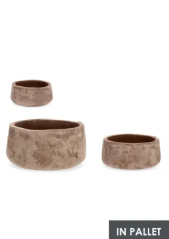 Outlet Bizzotto SET3 P.VASO MINH TONDO TERRACOTTA BRUNIT