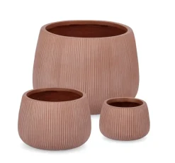 Online Bizzotto SET3 P.VASO RIBBED BOMB TERRACOTTA ALTO