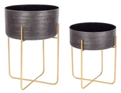 Sale Bizzotto SET2 P.VASO VARANASI STAND TO NERO