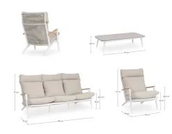 Outlet Bizzotto SET4 SALOTTO C-C IBISCO BIANCO WG20