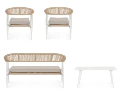 New Bizzotto SET4 SALOTTO C-C JANDIA BIANCO/BEIGE