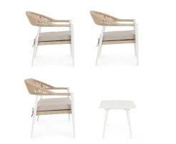New Bizzotto SET4 SALOTTO C-C JANDIA BIANCO/BEIGE