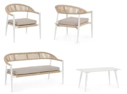 New Bizzotto SET4 SALOTTO C-C JANDIA BIANCO/BEIGE