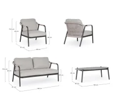 New Bizzotto SET4 SALOTTO C-C MIRAVET ANTRACITE/KHAKI