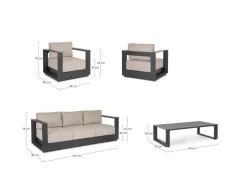 Clearance Bizzotto SET4 SALOTTO C-C MOSES ANTRACITE YK13