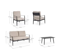 Best Bizzotto SET4 SALOTTO C-C NEBULA ANTRACITE YK13