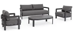 New Bizzotto SET4 SALOTTO IN CORDA PER ESTERNO ANTRACITE WG21 - PRESLEY
