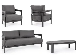 New Bizzotto SET4 SALOTTO IN CORDA PER ESTERNO ANTRACITE WG21 - PRESLEY