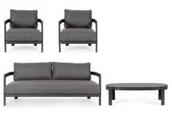 New Bizzotto SET4 SALOTTO IN CORDA PER ESTERNO ANTRACITE WG21 - PRESLEY