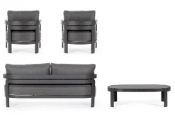 New Bizzotto SET4 SALOTTO IN CORDA PER ESTERNO ANTRACITE WG21 - PRESLEY