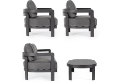 New Bizzotto SET4 SALOTTO IN CORDA PER ESTERNO ANTRACITE WG21 - PRESLEY