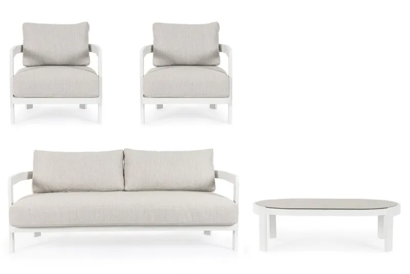 Online Bizzotto SET4 SALOTTO IN CORDA PER ESTERNO BIANCO WG20 - PRESLEY