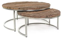 Clearance Bizzotto SET2 TAVOLINI BASSI IN LEGNO RICICLATO - RAFTER