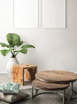 Clearance Bizzotto SET2 TAVOLINI BASSI IN LEGNO RICICLATO - RAFTER