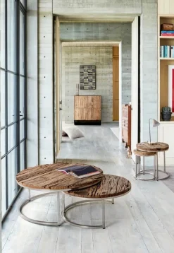 Clearance Bizzotto SET2 TAVOLINI BASSI IN LEGNO RICICLATO - RAFTER