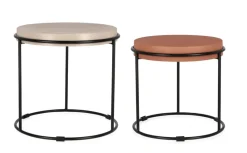 Clearance Bizzotto SET2 TAVOLINI IN ACCIAIO BEIGE TERRACOTTA - KETAKI