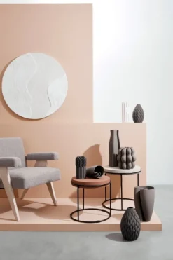 Clearance Bizzotto SET2 TAVOLINI IN ACCIAIO BEIGE TERRACOTTA - KETAKI