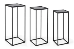 Clearance Bizzotto SET3 TAVOLINI IN ACCIAIO NERO - NUCLEOS