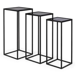 Clearance Bizzotto SET3 TAVOLINI IN ACCIAIO NERO - NUCLEOS