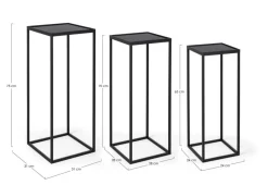 Clearance Bizzotto SET3 TAVOLINI IN ACCIAIO NERO - NUCLEOS