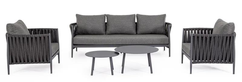 Hot Bizzotto SET2 TAVOLINI IN CORDA ANTRACITE WG21 - AMINTA