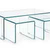 Clearance Bizzotto SET3 TAVOLINI IN VETRO -IRIDE
