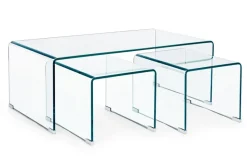 Clearance Bizzotto SET3 TAVOLINI IN VETRO -IRIDE