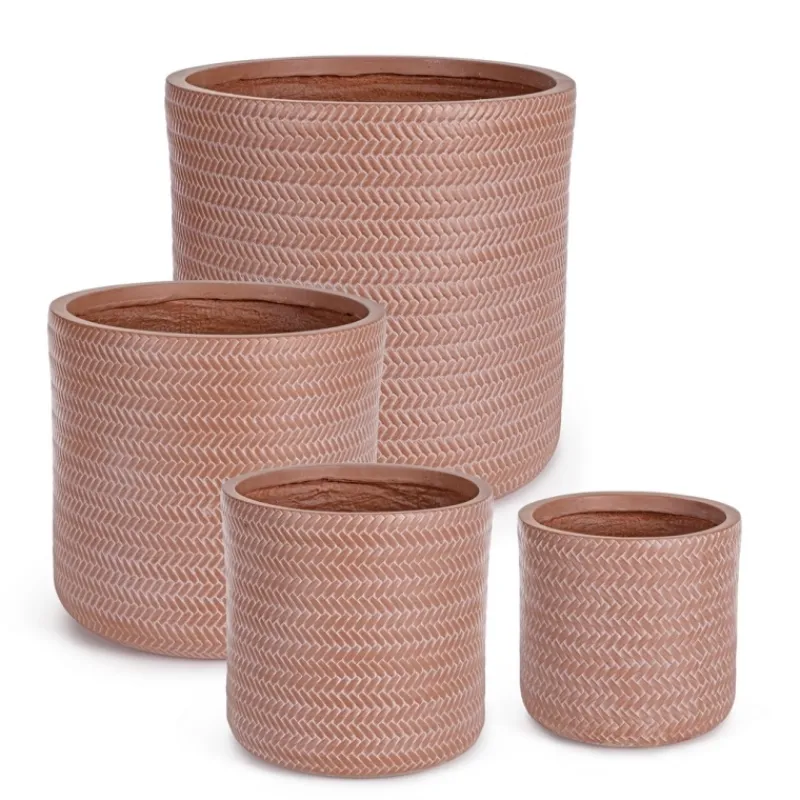 Outlet Bizzotto SET4 VASO TRESSAGE CIL TERRACOTTA