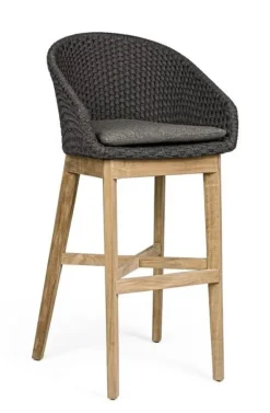 Sale Bizzotto SGABELLO BAR IN CORDA PER ESTERNO ANTRACITE - COACHELLA