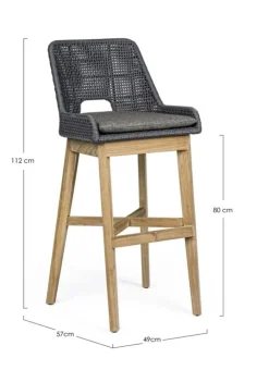 Outlet Bizzotto SGABELLO BAR IN CORDA PER ESTERNO COLOR ARDESIA - HESPERIA