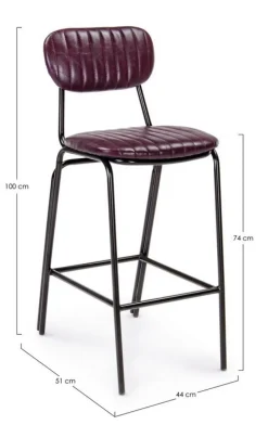 Outlet Bizzotto SGABELLO BAR IN ECOPELLE BORDEAUX - DEBBIE