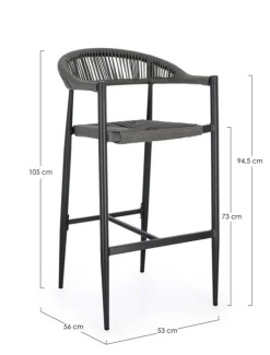 Best Bizzotto SGABELLO BAR JANDIA ANTRACITE/GRIGIO