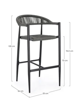 Outlet Bizzotto SGABELLO BAR JANDIA ANTRACITE/GRIGIO