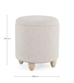 Outlet Bizzotto SGABELLO CONTENITORE EFFETTO BOUCLE' GRIGIO CHIARO- ZENA