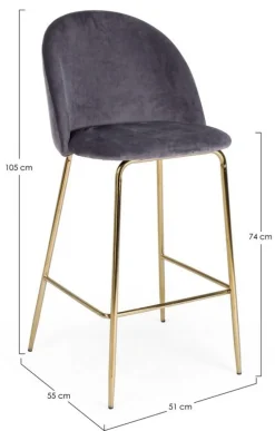 Best Bizzotto SGABELLO IN VELLUTO GRIGIO SCURO - CARRY