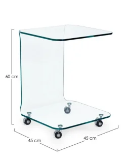 Best Bizzotto TAVOLINO CON RUOTE QUADRATO IN VETRO - IRIDE