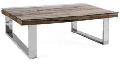 New Bizzotto TAVOLINO IN LEGNO CON VETRO 100X100 - STANTON