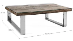 New Bizzotto TAVOLINO IN LEGNO CON VETRO 100X100 - STANTON